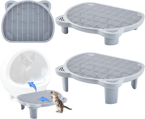 Cat Litter Box Ramp, Litter Box Step Stairs, Adjustable Height with 2 Sets of Different Sized Legs, Double Layered with Sand Filter Function, Washable, Easy to Clean and Install in Kuwait