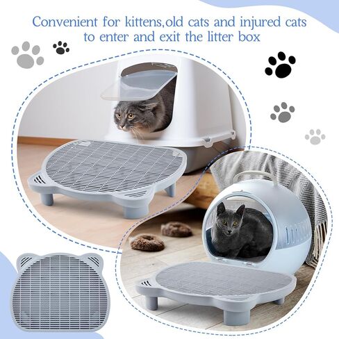 Cat Litter Box Ramp, Litter Box Step Stairs, Adjustable Height with 2 Sets of Different Sized Legs, Double Layered with Sand Filter Function, Washable, Easy to Clean and Install in Kuwait
