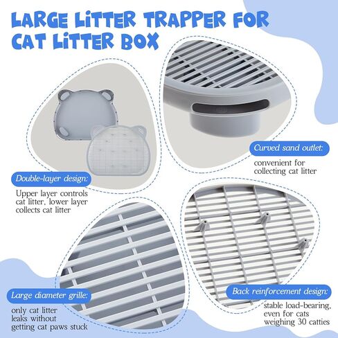 Cat Litter Box Ramp, Litter Box Step Stairs, Adjustable Height with 2 Sets of Different Sized Legs, Double Layered with Sand Filter Function, Washable, Easy to Clean and Install in Kuwait