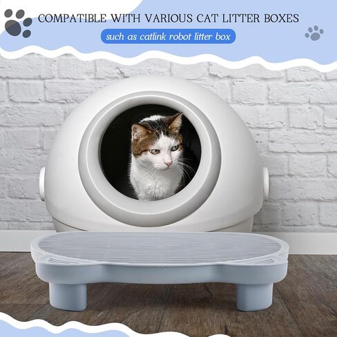 Cat Litter Box Ramp, Litter Box Step Stairs, Adjustable Height with 2 Sets of Different Sized Legs, Double Layered with Sand Filter Function, Washable, Easy to Clean and Install in Kuwait