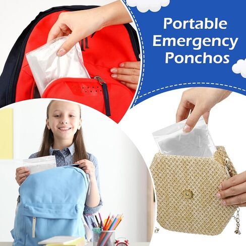 Berlune 40 Pcs Kid Ponchos Bulk Disposable Kids Rain Ponchos Bulk Emergency Raincoat with Drawstring Hood and Elastic Sleeves in Saudi Arabia