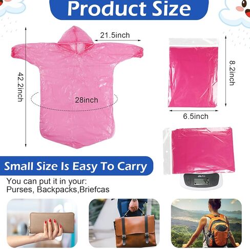 Berlune 40 PCS Kid Ponchos Bulk يمكن التخلص من الأطفال القطران في الطوارئ المعطف الطارئ مع غطاء محرك الرباط والأكمام المرنة in Saudi Arabia