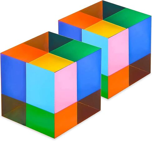 CMY Mixing Colour Cube, 3.15inch（80mm） Acrylic Color Prism Cube Optical Cube Base Included, CMYcube for Home or Office Decoration, Physics Toys, Science Educational Gift for Kids in Kuwait