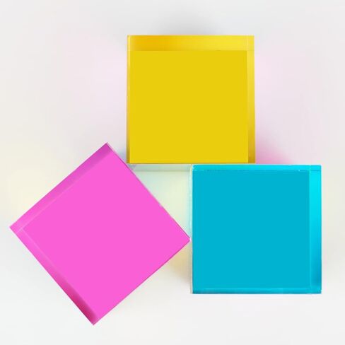 CMY Mixing Colour Cube, 3.15inch（80mm） Acrylic Color Prism Cube Optical Cube Base Included, CMYcube for Home or Office Decoration, Physics Toys, Science Educational Gift for Kids in Kuwait