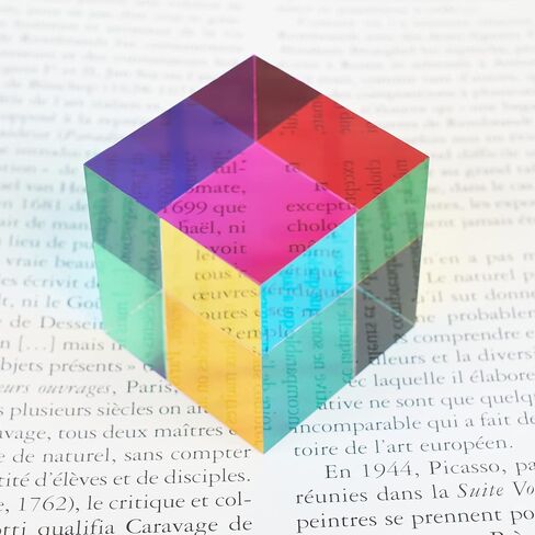 CMY Mixing Colour Cube, 3.15inch（80mm） Acrylic Color Prism Cube Optical Cube Base Included, CMYcube for Home or Office Decoration, Physics Toys, Science Educational Gift for Kids in Kuwait