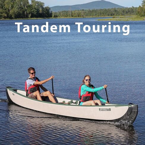 Sea Eagle TC16 Inflatable 16’ High Pressure Drop Stitch Travel Canoe-Wood Web Seats, Pump, Bag and Optional Paddles for Lakes, Rivers & Bays-Easy to Transport, Pack & Stow in Kuwait