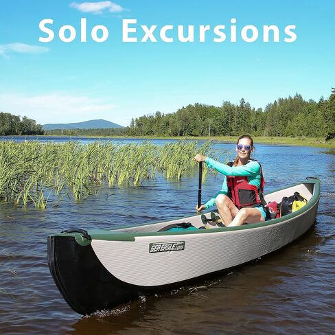 Sea Eagle TC16 Inflatable 16’ High Pressure Drop Stitch Travel Canoe-Wood Web Seats, Pump, Bag and Optional Paddles for Lakes, Rivers & Bays-Easy to Transport, Pack & Stow in Kuwait