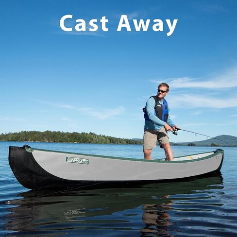Sea Eagle TC16 Inflatable 16’ High Pressure Drop Stitch Travel Canoe-Wood Web Seats, Pump, Bag and Optional Paddles for Lakes, Rivers & Bays-Easy to Transport, Pack & Stow in Kuwait
