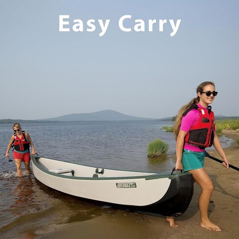 Sea Eagle TC16 Inflatable 16’ High Pressure Drop Stitch Travel Canoe-Wood Web Seats, Pump, Bag and Optional Paddles for Lakes, Rivers & Bays-Easy to Transport, Pack & Stow in Kuwait