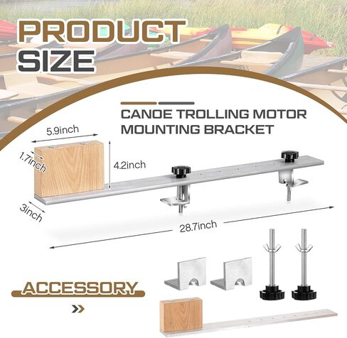 Canoe Trolling Motor Mount, Trolling Mount with Ash Wood Crossbar and Motor Block for Quick and Easy Kayak in Kuwait