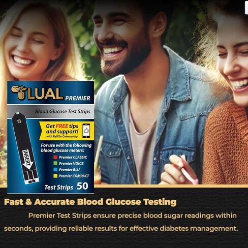 RELION Premier Test Strips 100 عدد ، متوافق مع RELI على الأمتار الأولى ، وشرائط اختبار الجلوكوز في الدم ، ومستلزمات السكري دليل السكري المكافأة in Kuwait