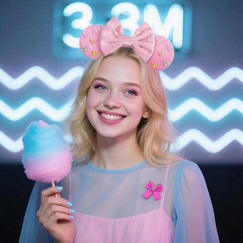 Elegant Black Velvet Mouse Ears Headband with Charming Bow and White Details – Perfect for Parties, Holiday Celebrations & Themed Events in Saudi Arabia
