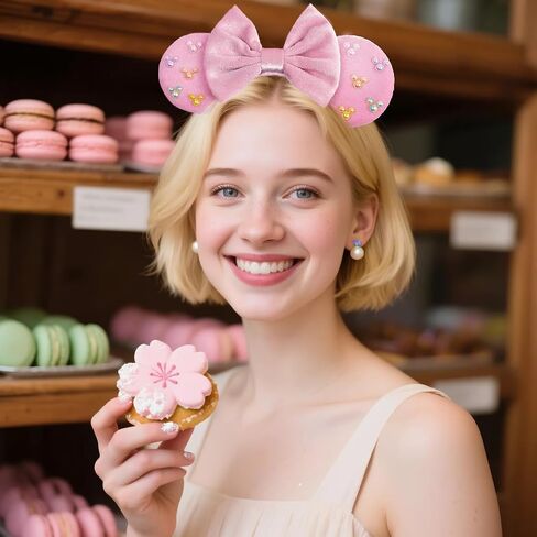 Elegant Black Velvet Mouse Ears Headband with Charming Bow and White Details – Perfect for Parties, Holiday Celebrations & Themed Events in Saudi Arabia