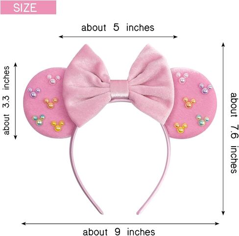 Elegant Black Velvet Mouse Ears Headband with Charming Bow and White Details – Perfect for Parties, Holiday Celebrations & Themed Events in Saudi Arabia