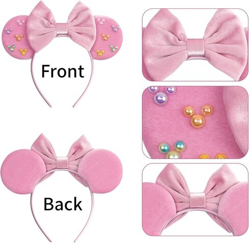 Elegant Black Velvet Mouse Ears Headband with Charming Bow and White Details – Perfect for Parties, Holiday Celebrations & Themed Events in Saudi Arabia