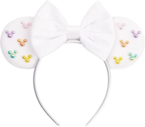 Elegant Black Velvet Mouse Ears Headband with Charming Bow and White Details – Perfect for Parties, Holiday Celebrations & Themed Events in Saudi Arabia