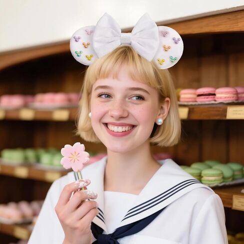 Elegant Black Velvet Mouse Ears Headband with Charming Bow and White Details – Perfect for Parties, Holiday Celebrations & Themed Events in Saudi Arabia