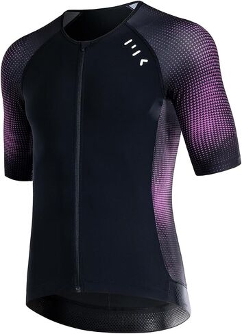 MY KILOMETRE Men's Triathlon Top Full Zip Short Sleeve Tri Shirt, Quick-Dry, UPF 50+ Protection with Reflective Back Pockets in Saudi Arabia