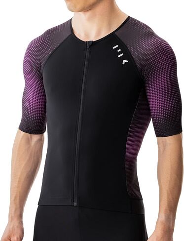 MY KILOMETRE Men's Triathlon Top Full Zip Short Sleeve Tri Shirt, Quick-Dry, UPF 50+ Protection with Reflective Back Pockets in Saudi Arabia