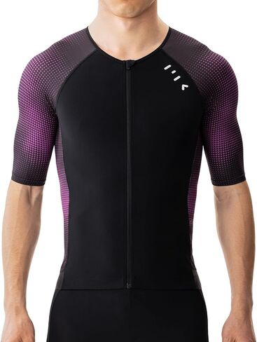 MY KILOMETRE Men's Triathlon Top Full Zip Short Sleeve Tri Shirt, Quick-Dry, UPF 50+ Protection with Reflective Back Pockets in Saudi Arabia