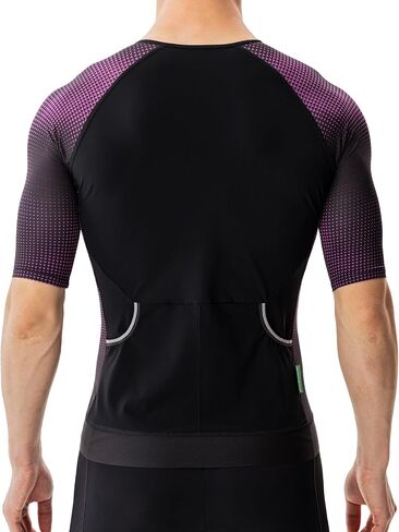 MY KILOMETRE Men's Triathlon Top Full Zip Short Sleeve Tri Shirt, Quick-Dry, UPF 50+ Protection with Reflective Back Pockets in Saudi Arabia