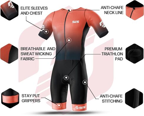 SLS3 Triathlon يناسب رجال النخبة Aero Tri Suit Men - Trisuit Triathlon - zip الكامل ، الأكمام الهوائية ، الجيوب الداخلية والخلفية in Saudi Arabia