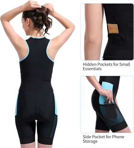 Women's Triathlon Suit Padded Sleeveless Skinsuit One Piece Quick-Dry Trisuit for Runing Swimming Cycling in Saudi Arabia