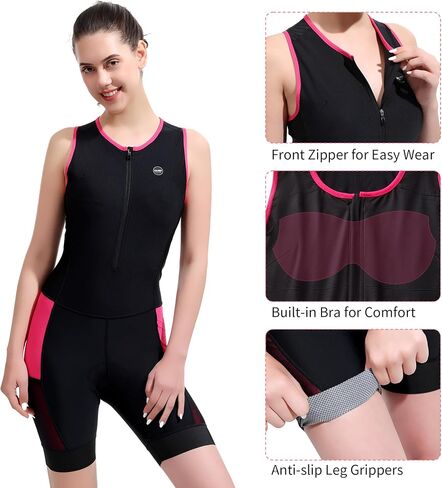 Women's Triathlon Suit Padded Sleeveless Skinsuit One Piece Quick-Dry Trisuit for Runing Swimming Cycling in Saudi Arabia