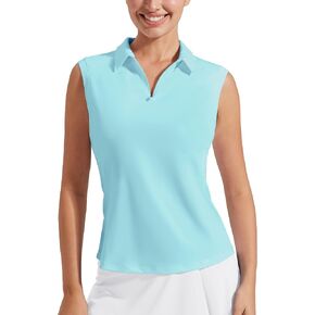 Pioneer Women's Sleeveless Golf Shirts UPF 50+ Polo Collared Athletic Tank Top Workoutt Shirt Zip Up Quick Dry in Saudi Arabia