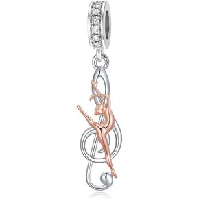 Music Note Charm 925 Sterling Silver Dance Charm Beads for Bracelet Ballerina Dancer Music Theme Jewelry Recital Competition Gifts for Women in Kuwait