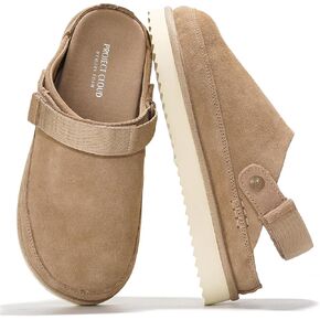 Project Cloud Genuine Suede Clogs for Women - Memory Foam Platform Clogs Womens Shoes - Nonslip Slides for Women w/Straps Lightweight Womens Clogs & Mules for Women 2024 (Goldstar, TAUP, 6) in Kuwait