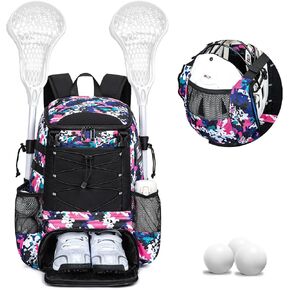 Lacrosse Bag for Kids and Youth, Lacrosse Backpack with Helmet Holder and Shoes Compartment, Waterproof Field Hockey Gears Bag for Boys & Girls in Kuwait