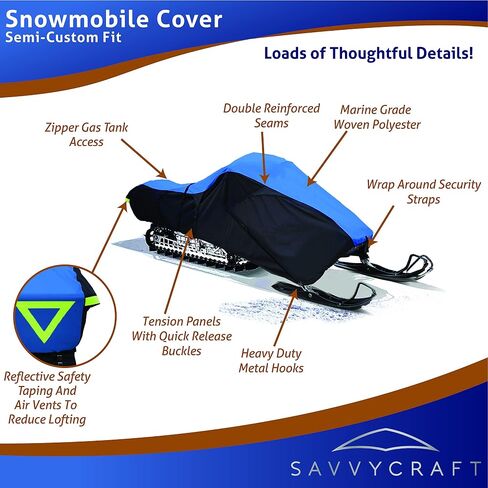 Savvycraft Snowmobile Cover Compatible with Ski-doo MXZ X XRS Trail Snowmobile, The Year 1999 to 2024 Blue Color in Saudi Arabia