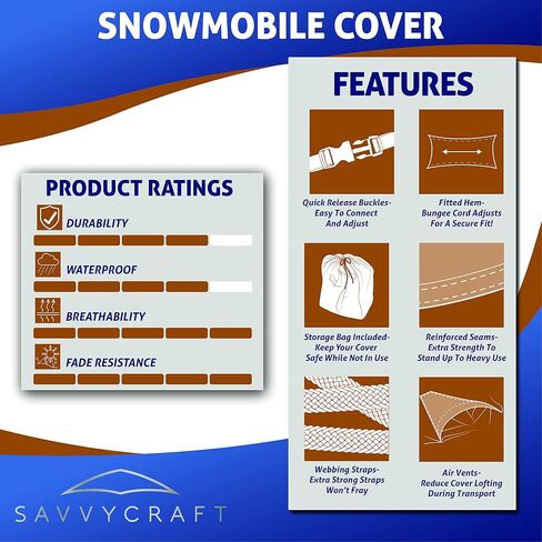 Savvycraft Snowmobile Cover Compatible with Ski-doo MXZ X XRS Trail Snowmobile, The Year 1999 to 2024 Blue Color in Saudi Arabia