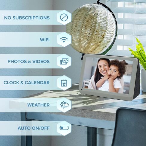 PhotoShare MyLuma LED 7" WiFi Digital Photo Frame with LEDs and Soft Touch Back Panel | Send Photo or Video from Phone to Digital Picture Frame | Stardust Grey Finish in Saudi Arabia
