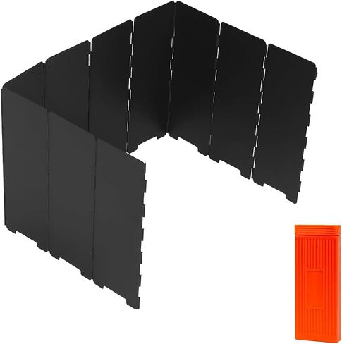 Camping Stove Windscreen, Lightweight Foldable Outdoor Wind Blocker Gas Stove Windshield Wind Screen Wind Guard for Camping Stove, Glamping, Black in Kuwait