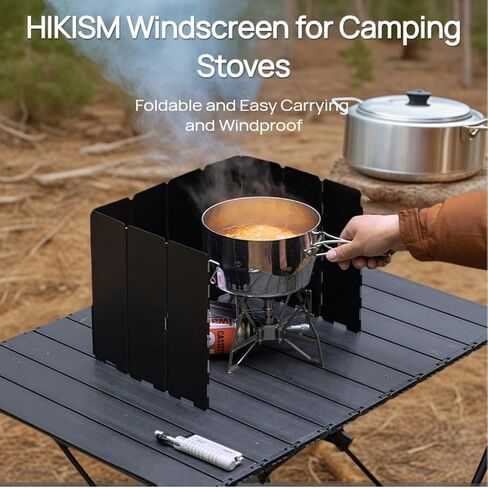 Camping Stove Windscreen, Lightweight Foldable Outdoor Wind Blocker Gas Stove Windshield Wind Screen Wind Guard for Camping Stove, Glamping, Black in Kuwait