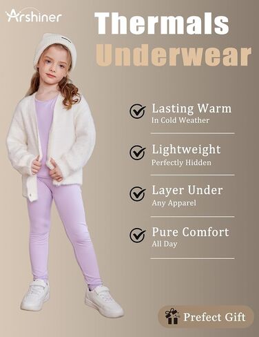 Arshiner Thermal Underwear for Kids Long Johns Girls Base Layer Top and Bottom Set in Saudi Arabia