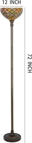 Tiffany Torchiere Floor Lamp Stained Glass Rose Flower Style Standing Corner Torch Uplight 12X12X72 Inch for Bedroom Living Room Home Office in Kuwait