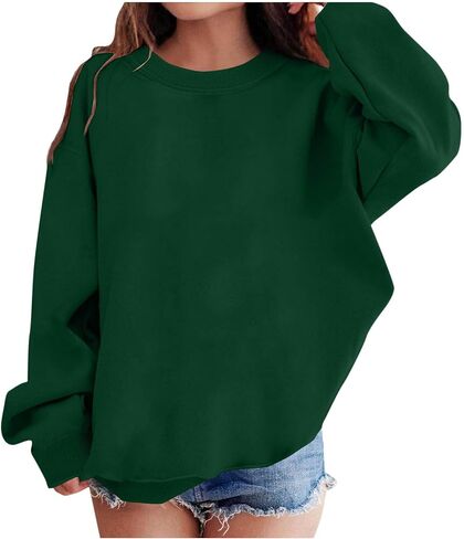 Unisex Boy's Girls Winter Warm Sherpa Lined Crewneck Pullover Sweatshirt Fleece Casual Winter Clothes Sweatshirts in Saudi Arabia