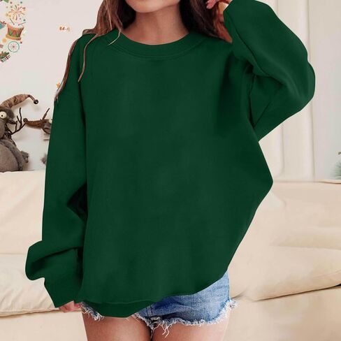 Unisex Boy's Girls Winter Warm Sherpa Lined Crewneck Pullover Sweatshirt Fleece Casual Winter Clothes Sweatshirts in Saudi Arabia