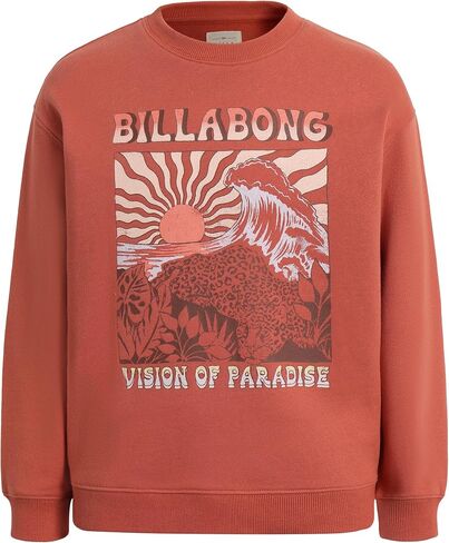 سويت شيرت Billabong للفتيات بأكمام طويلة ورقبة دائرية، صوف تيري فرنسي ناعم، مقاس كبير مريح in Kuwait