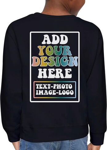 Teamore Sweatshirt for Girls Boys Toddler أضف نص التصميم الخاص بك نص قميص من الجانبين من الجوانب 2-7 سنوات in Saudi Arabia