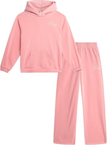 مجموعة سراويل البنات Puma - 2 قطعة من الصوف Pullover Kids Hoodie Sweatshirt و Girls Wide Leg Flare Pants (الأحجام: 7-14) in Saudi Arabia