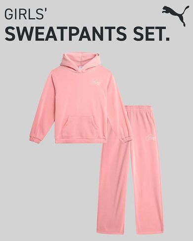 مجموعة سراويل البنات Puma - 2 قطعة من الصوف Pullover Kids Hoodie Sweatshirt و Girls Wide Leg Flare Pants (الأحجام: 7-14) in Saudi Arabia