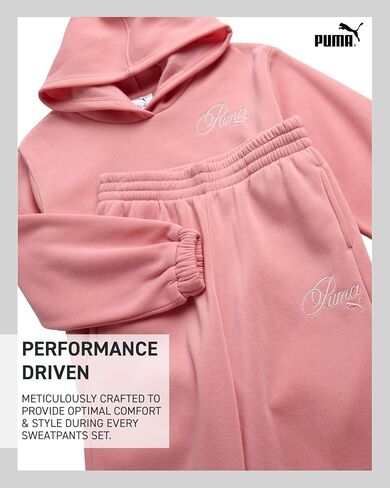 مجموعة سراويل البنات Puma - 2 قطعة من الصوف Pullover Kids Hoodie Sweatshirt و Girls Wide Leg Flare Pants (الأحجام: 7-14) in Saudi Arabia