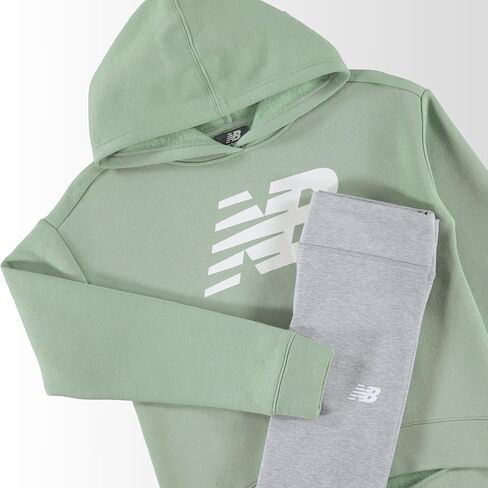 New Balance Girls Athletic 2 قطعة-Pullover Hoodie و Leggings Leggings مجموعة التعرق ، والأداء النشط الأداء الناعم in Saudi Arabia