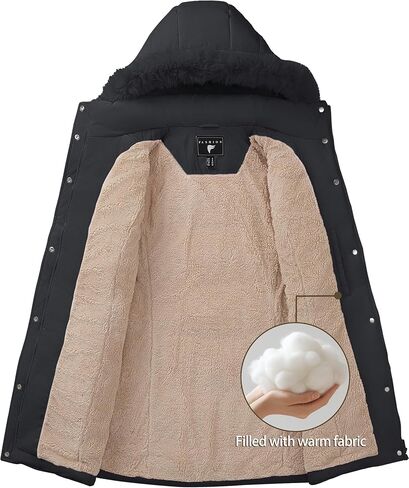 YUCOLEN Womens Winter Parka Coat Warm Thicken Jacket Down Puffer Outwear with Faux Fur Removable Hood in Kuwait