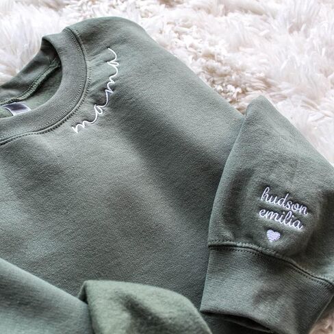 NAZENTI-Custom Mama Embroidered Sweatshirt Kids Names-Personalized Gifts For New Mom, Mommy Birthday, Mothers Day, Christmas in Saudi Arabia