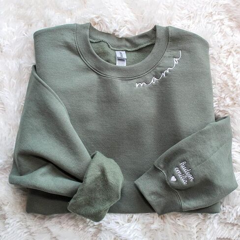 NAZENTI-Custom Mama Embroidered Sweatshirt Kids Names-Personalized Gifts For New Mom, Mommy Birthday, Mothers Day, Christmas in Saudi Arabia